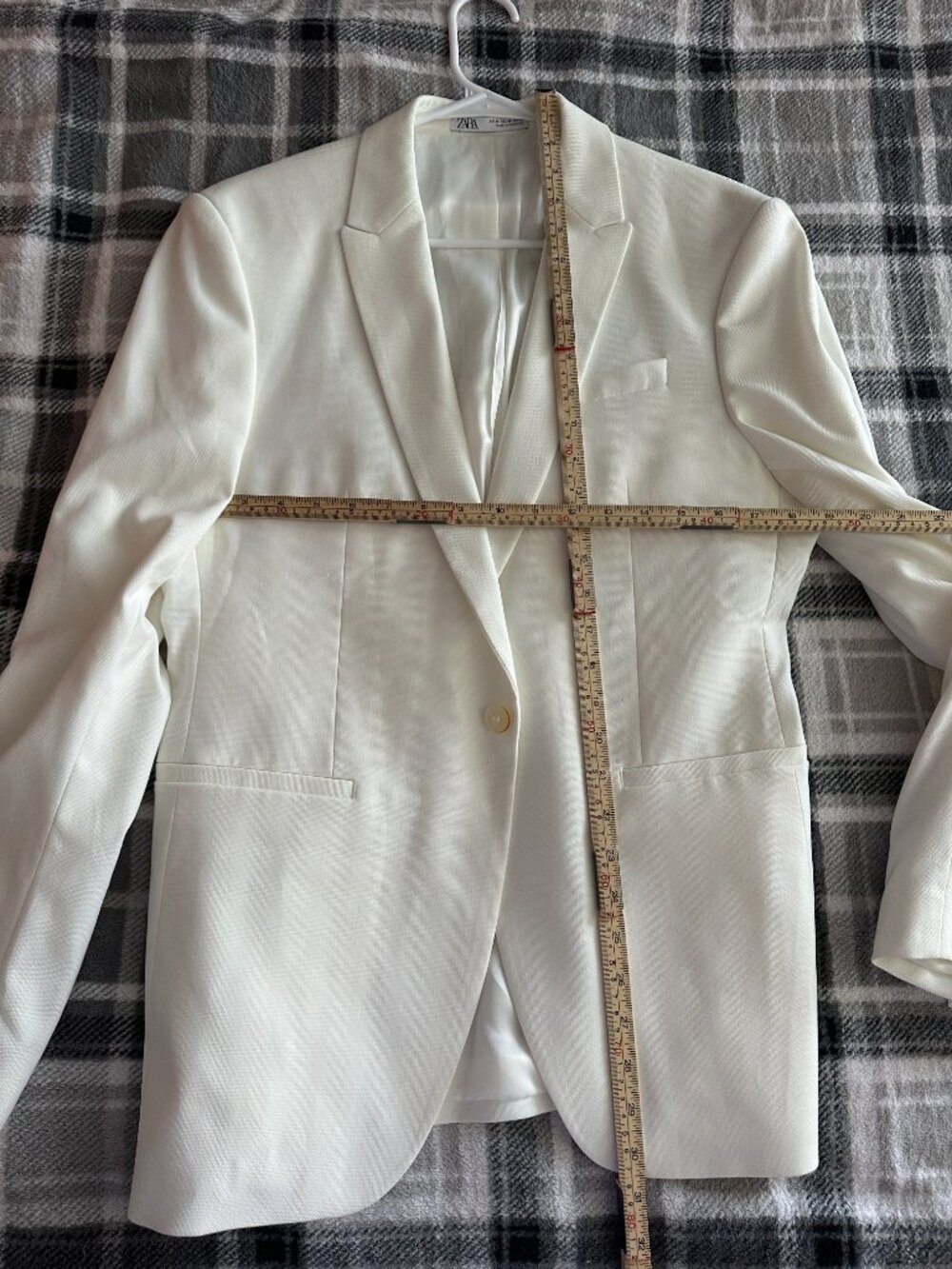 Zara Ivory Tuxedo Blazer Women’s L Cream Minimalist Tailored Jacket Old Money - Picture 6 of 12